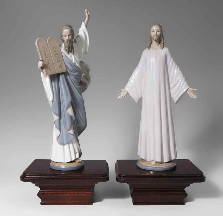 Appraisal: LLADRO PORCELAIN FIGURINES JESUS MOSES Both by Francisco Catala JESUS