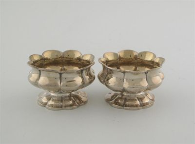 Appraisal: A pair of George IV lobed circular salts gilt interiors