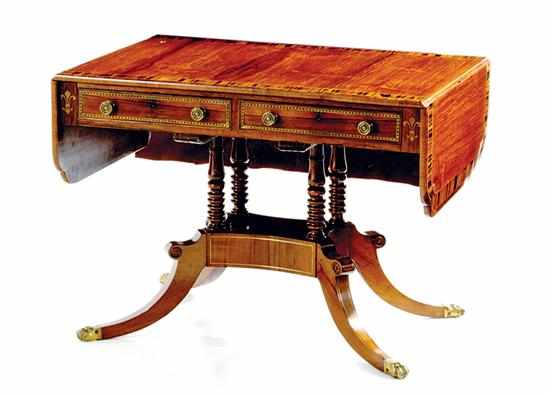 Appraisal: Fine Regency brass-inlaid rosewood sofa table by Tresson circa banded