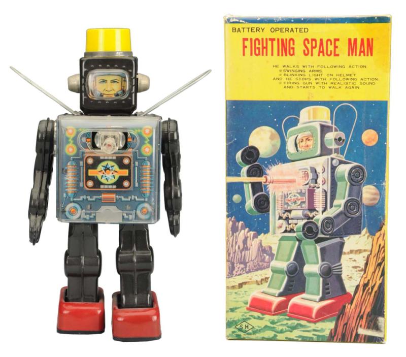 Appraisal: Battery operated Fighting spaceman Made in Japan by Horikawa Working