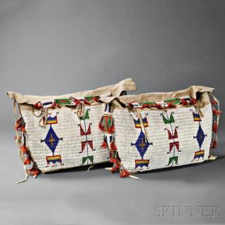 Appraisal: Pair of Lakota Beaded Hide Possible Bags c late th