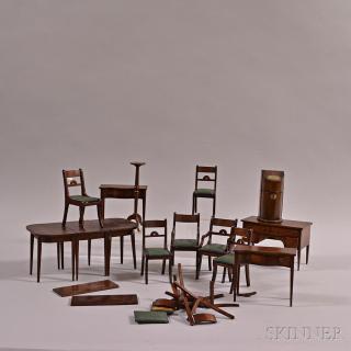 Appraisal: Group of Carved Mahogany Miniature Furniture including a Georgian-style table