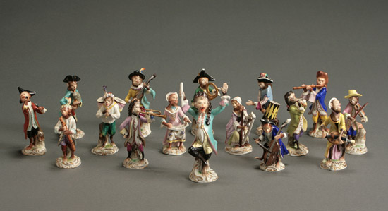 Appraisal: Volkstedt Sixteen-Piece Monkey Band After Meissen First Quarter th Century