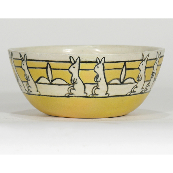 Appraisal: Saturday Evening Girls Paul Revere Pottery bowl with double rabbit