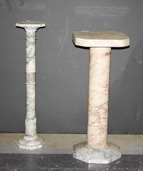 Appraisal: Two Neoclassical style variegated marble pedestals height in and in