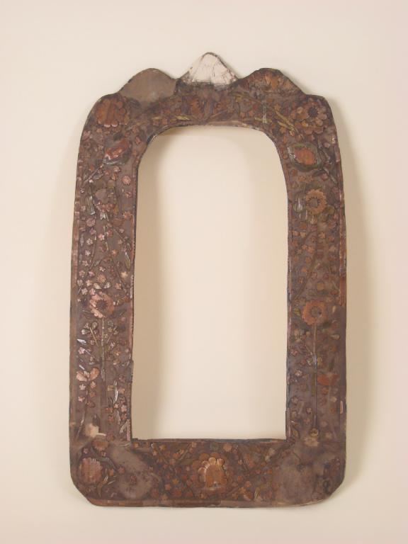 Appraisal: A straw-work Frame with shaped top in high