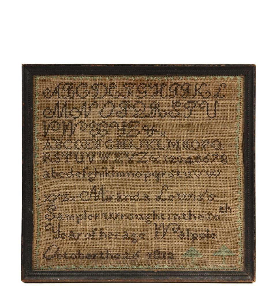 Appraisal: NEEDLEPOINT SAMPLER - Alphabet and Number Sampler wool on linen