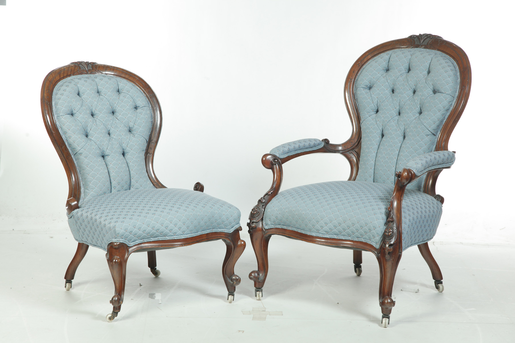 Appraisal: TWO VICTORIAN PARLOR CHAIRS American rd quarter- th century walnut