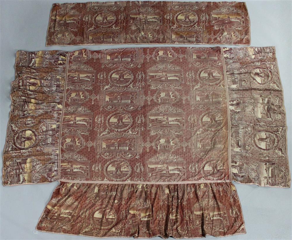 Appraisal: TH CENTURY COTTON TOILE BEDCOVERING SET OF THIRTEEN VINTAGE BRASS