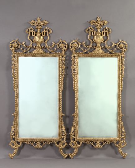 Appraisal: Pair of Louis XVI-Style Giltwood Looking Glasses each with a