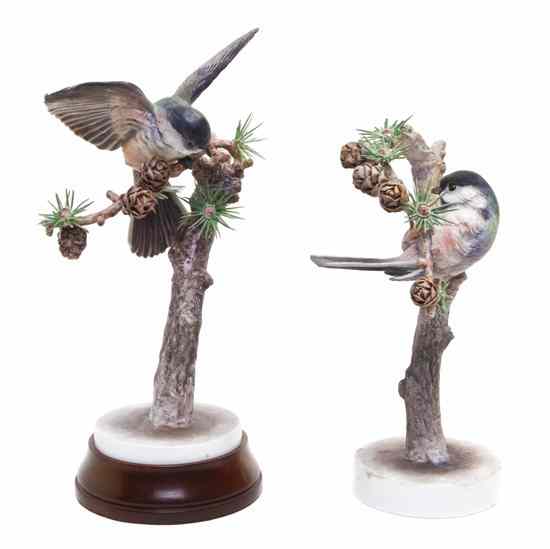 Appraisal: A Pair of Royal Worcester Dorothy Doughty Birds Chickadees perched