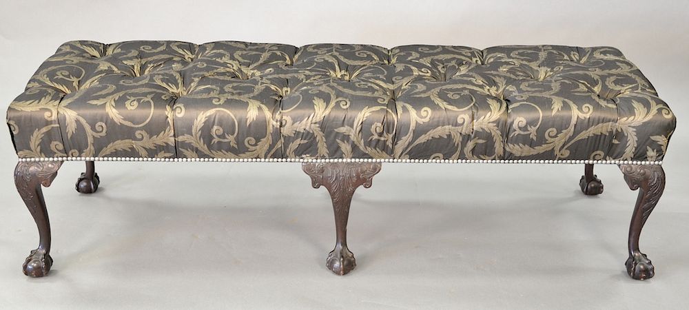 Appraisal: Chippendale style six leg stool with tufted upholstered top on