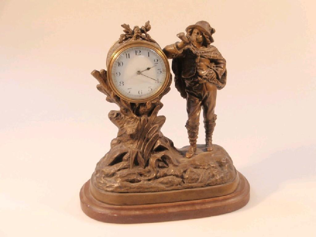 Appraisal: A thC French mantel clock with white ornamental dial and