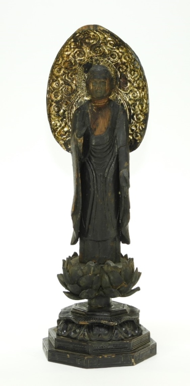 Appraisal: C JAPANESE EDO GILT LACQUER WOOD KANNON BUDDHA Japan Edo