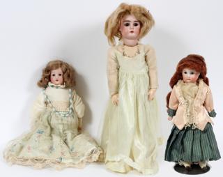 Appraisal: BISQUE HEAD DOLLS THREE BISQUE HEAD DOLLS THREE A Kestner