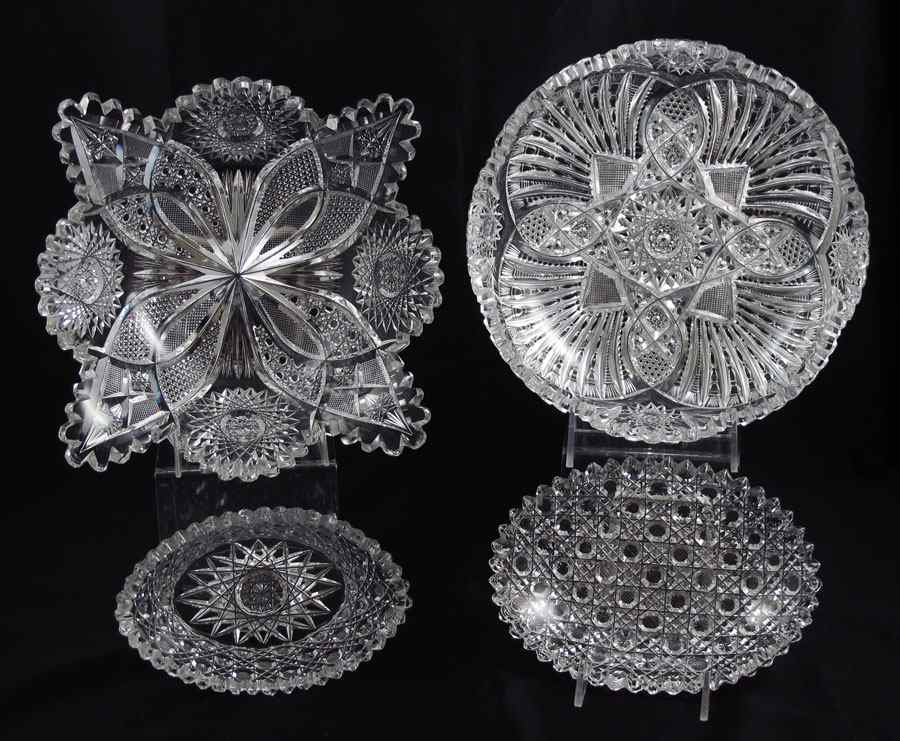 Appraisal: AMERICAN BRILLIANT CUT GLASS piece group to include squared dish