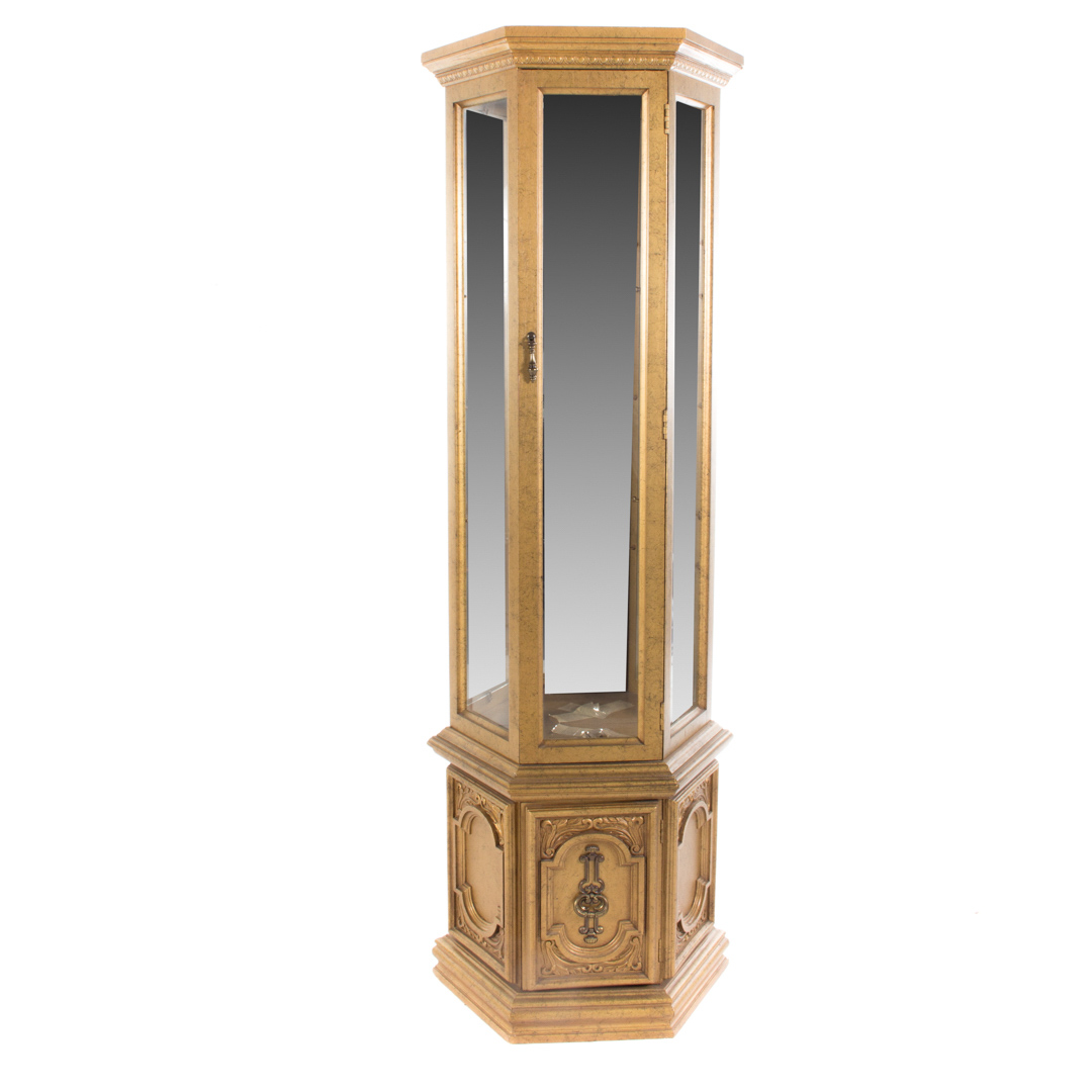 Appraisal: Mediterranean style curio cabinet giltwood and glass panel in H