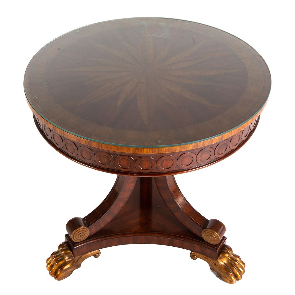 Appraisal: Maitland-Smith Regency Style Mahogany Center Table With banded and inlaid