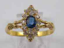 Appraisal: A yellow metal tests carat gold sapphire and diamond ring