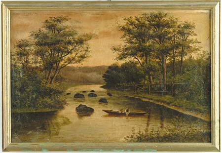 Appraisal: UNSIGNED th Century LAZY DAY ON THE RIVER Oil on