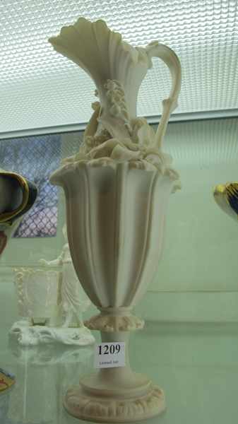 Appraisal: TH CENTURY ENGLISH PARIAN JUG WITH APPLIED FOLIATE DECORATION LOSS