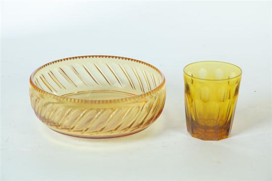 Appraisal: TWO AMBER GLASS ITEMS English or European late th century