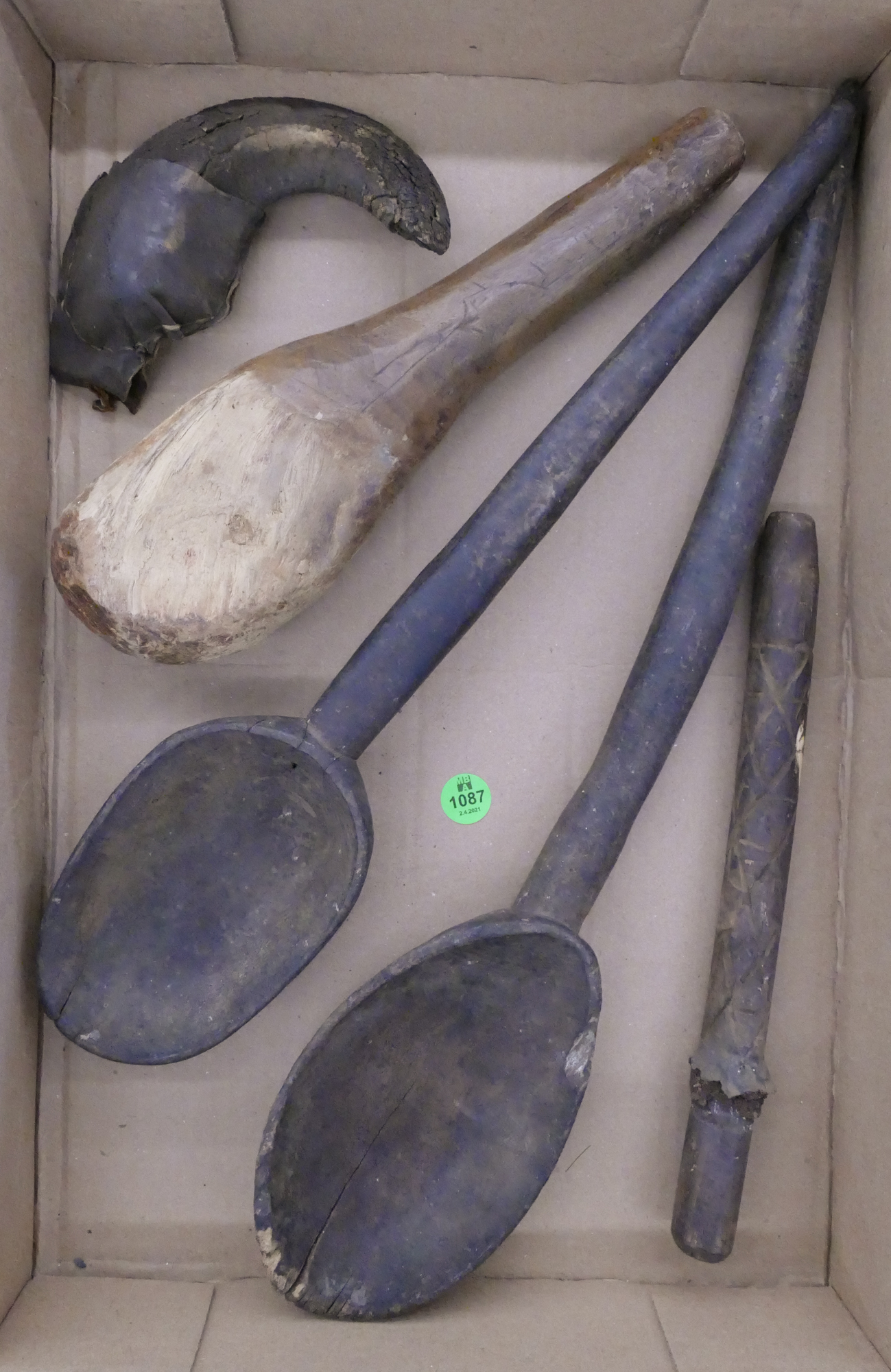 Appraisal: Box Old African Wood Spoons Etc