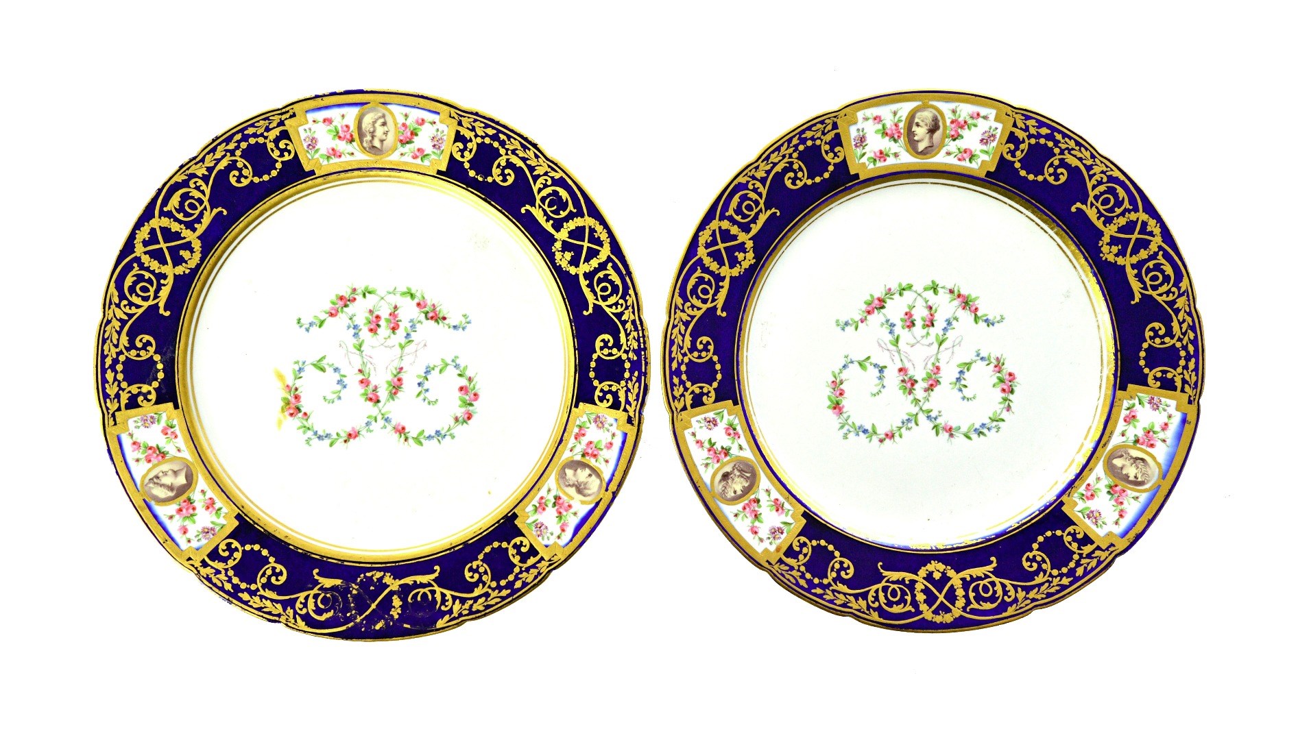 Appraisal: A pair of Sevres plates circa painted with an entwined