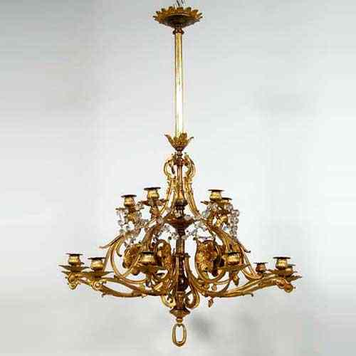 Appraisal: A Swedish Rococo Style Gilt Bronze Chandelier circa suspended from