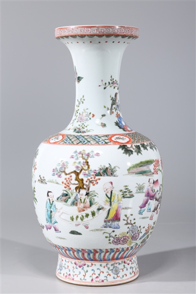 Appraisal: Chinese famille rose enameled porcelain vase with figures and flowers