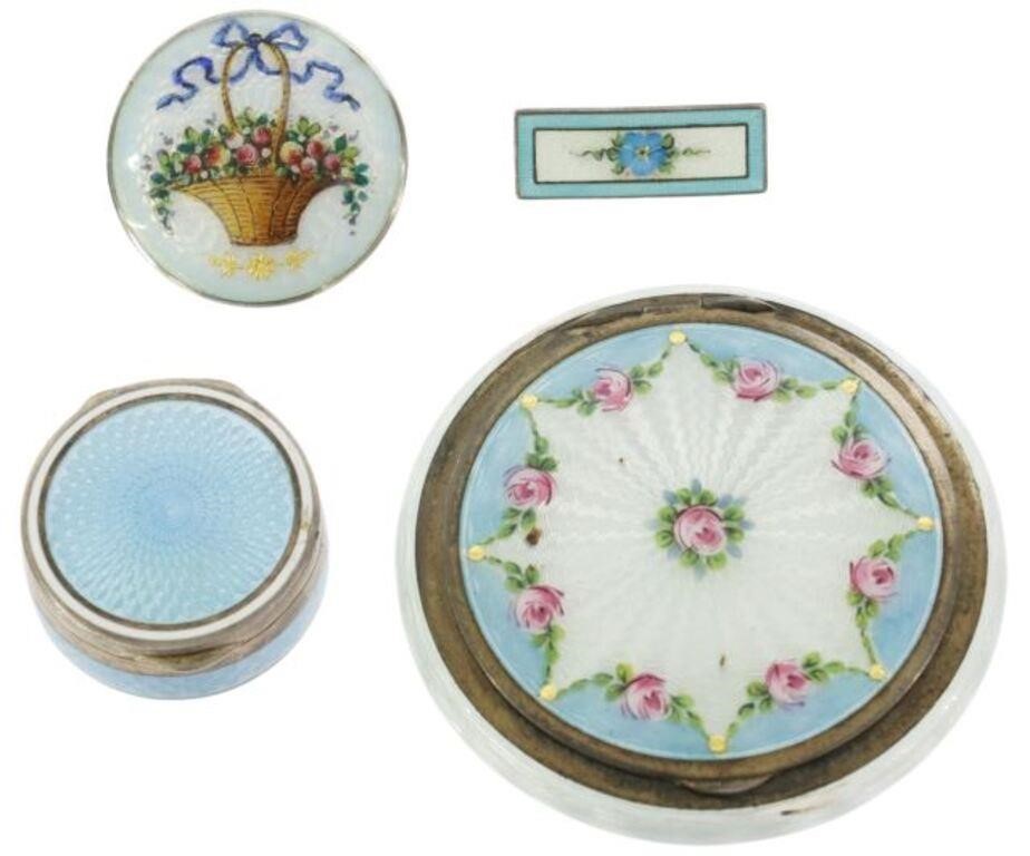 Appraisal: lot of Silver and guilloche enamel including silver powder compact