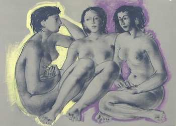 Appraisal: Hans Erni Swiss b Three Graces Lithograph on paper signed