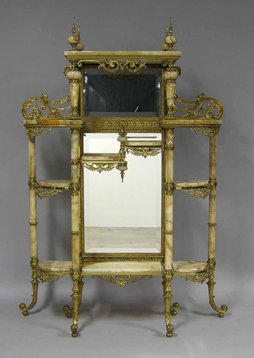 Appraisal: Victorian brass and marble etagere h w Provenance The Estate