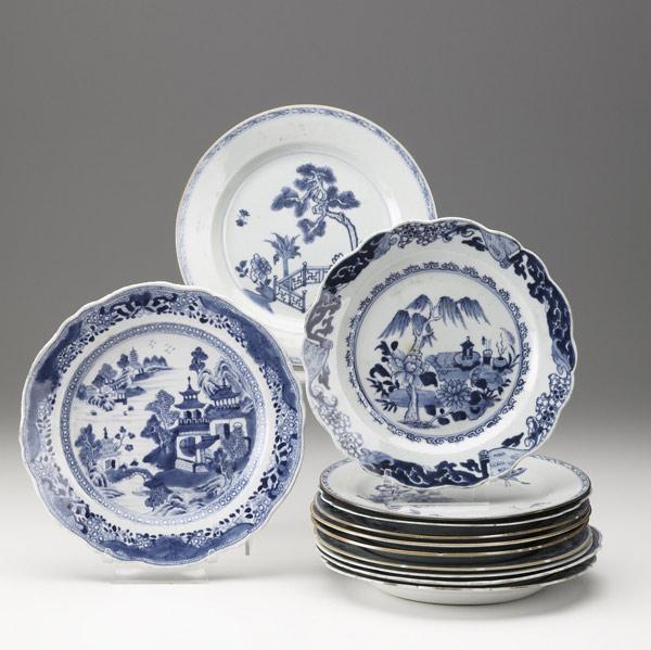 Appraisal: CHINESE EXPORT Grouping of twelve blue and white plates late