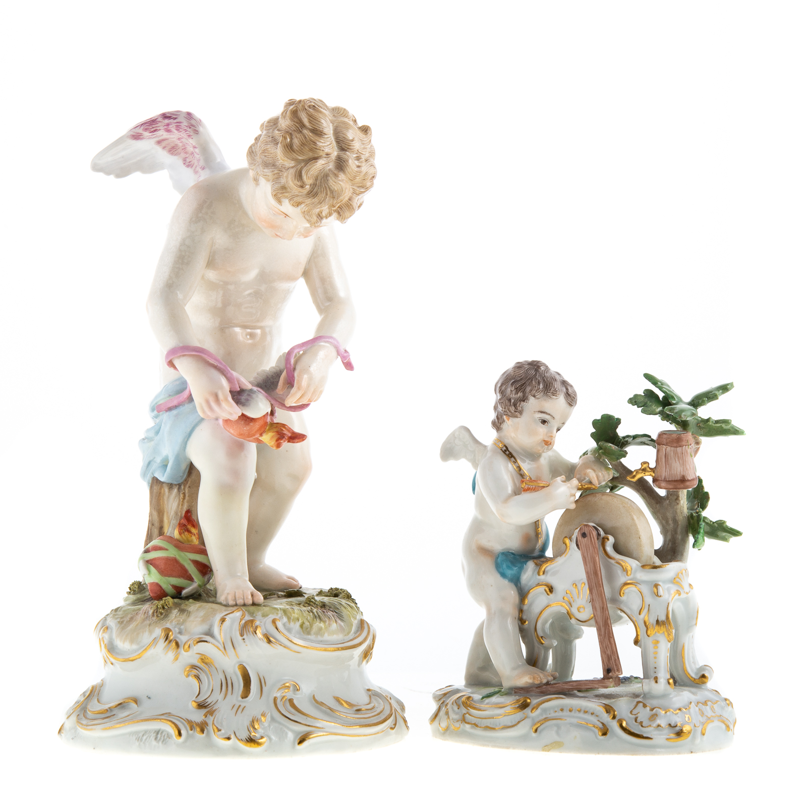 Appraisal: TWO MEISSEN PORCELAIN ALLEGORICAL FIGURES Includes Tied Hearts Cupid tying