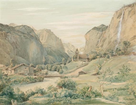 Appraisal: CANTON OF BERN -Anonymous circa Staubbachfall in Lauterbrunnen Watercolour and