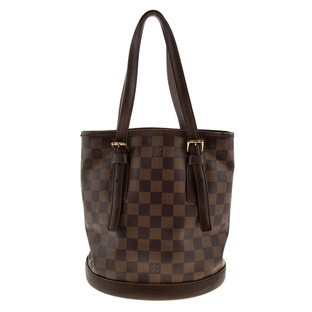 Appraisal: A Louis Vuitton Damier Ebene Marais Bucket Bag A brown