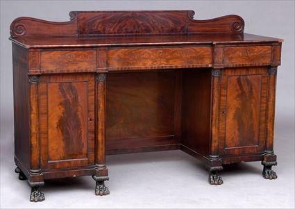 Appraisal: FEDERAL MAHOGANY SIDEBOARD The rectangular top with splash rail above