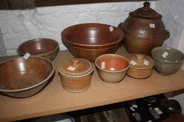 Appraisal: A SVEND BAYER STONE WARE POT and cover with incised