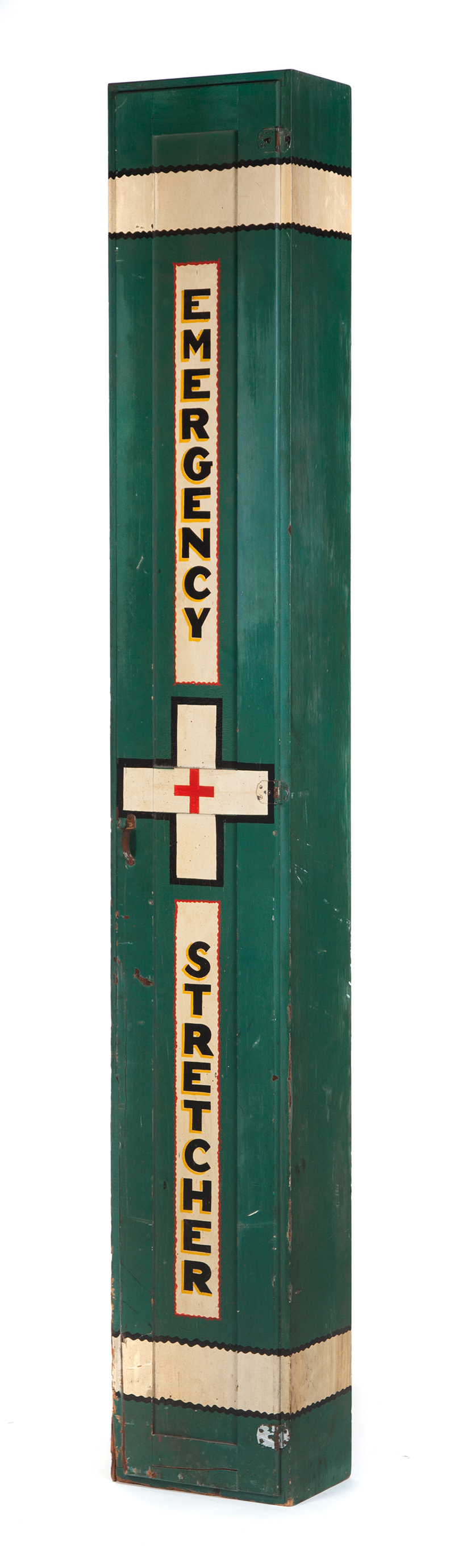 Appraisal: PAINTED EMERGENCY STRETCHER CABINET American mid th century pine Green