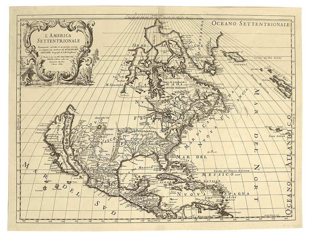 Appraisal: ROSSI GIACOMO and SANSON NICOLAS L'America Settentrionale Double-page engraved map