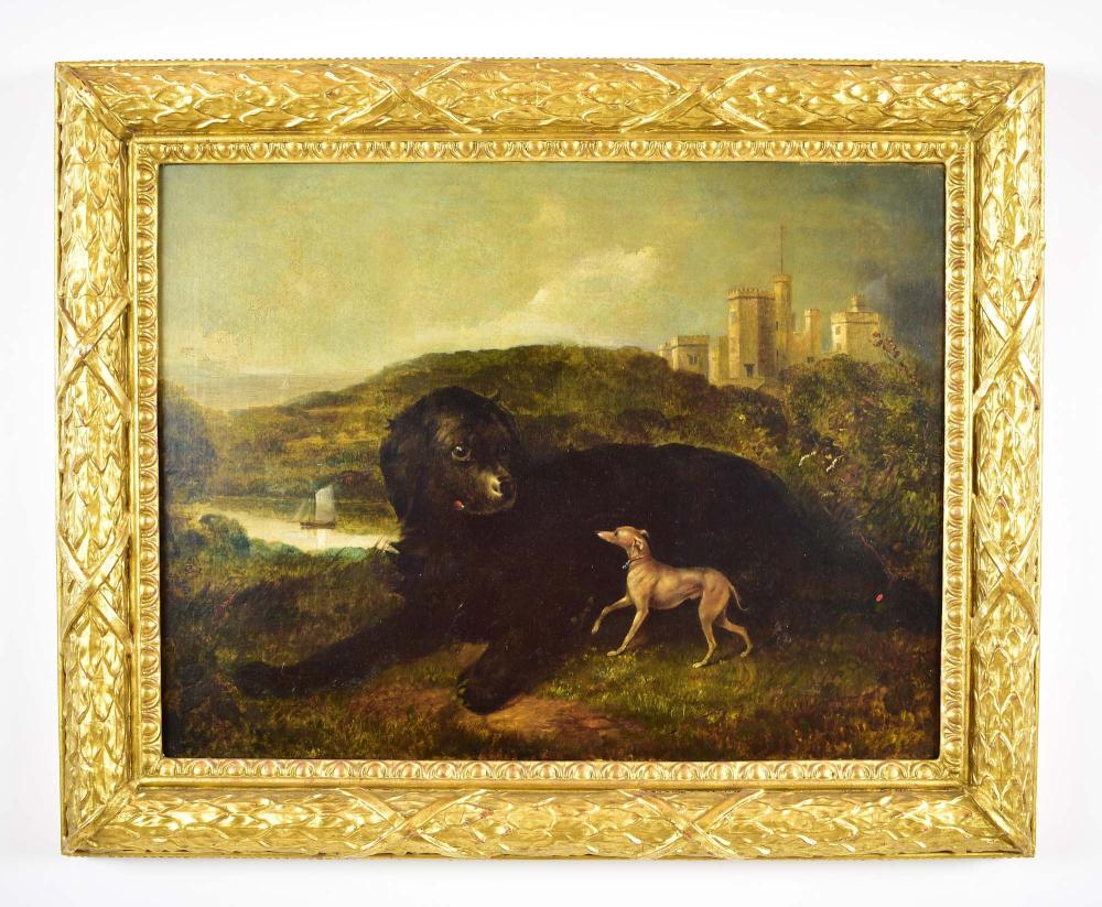 Appraisal: WILLIAM WATSON SCOTTISH - Whippet in a Landscape Castle in