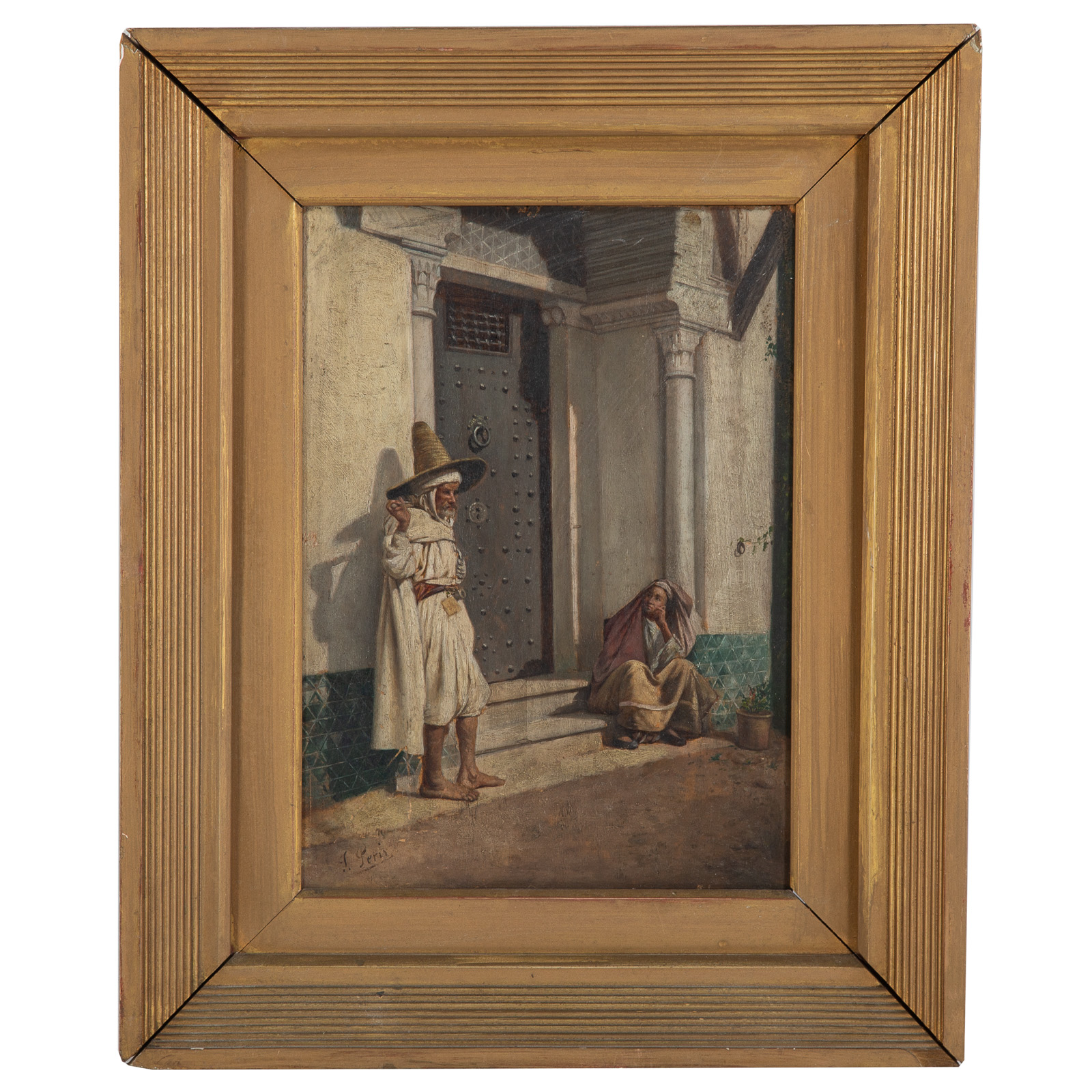 Appraisal: JULIO PERIS BRELL ORIENTALIST STREET SCENE OIL Spanish - Oil