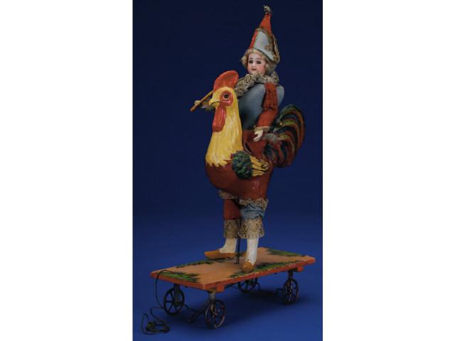 Appraisal: Delightful Clown in Rooster Costume Pull Toy Germany ca a