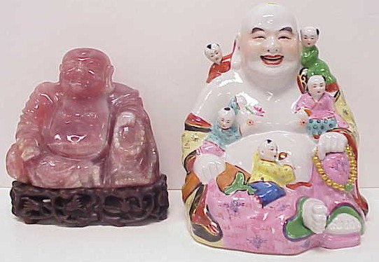 Appraisal: Two th C Buddha figures one porcelain hand painted Buddha