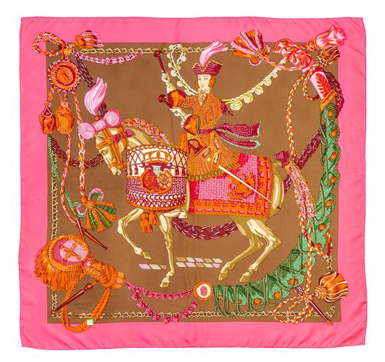 Appraisal: Sale Lot An Hermes cm Silk Scarf Le Timbalier pattern