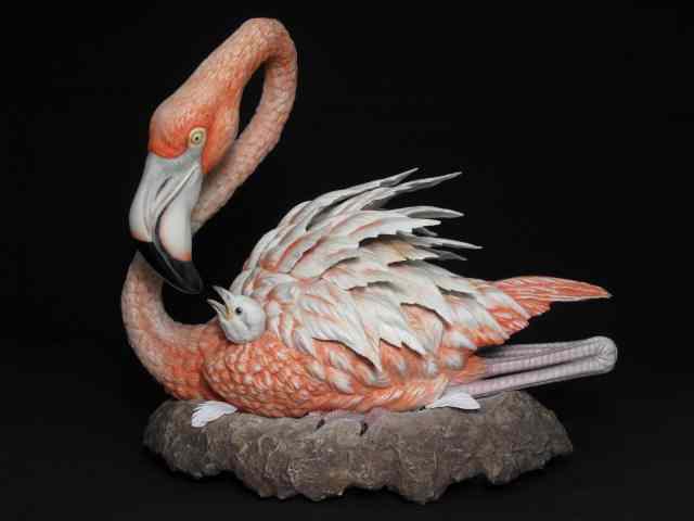 Appraisal: Boehm Bisque figure of a Flamingo and young signed by