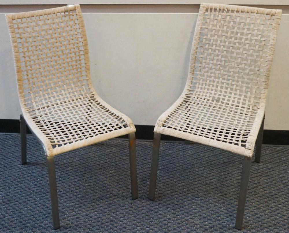 Appraisal: Pair of Ikea 'Nandor' Chrome Plated Metal Rope Side Chairs