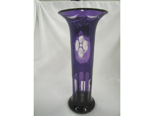 Appraisal: Amethyst Cut-to-Clear Vase by Hawkes or Pairpoint with etched medallion