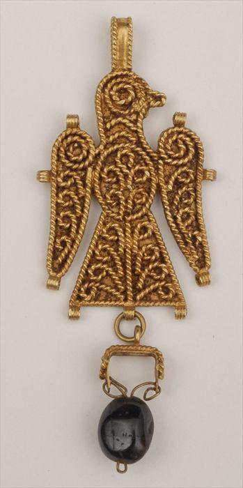 Appraisal: ISLAMIC-STYLE BIRD-FORM PENDANT WITH STONE DROP in Provenance Property from